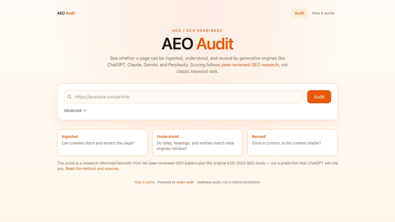 AEO Audit screenshot